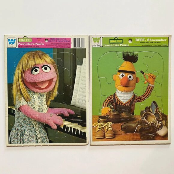 Sesame Steet Frame Tray Puzzles Kids Jim Henson Muppets Activity Game Bert Shoem - Picture 1 of 6